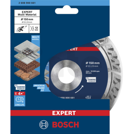 BOSCH Diamantový řezný kotouč EXPERT MultiMaterial 150 × 22,23 × 2,4 × 12 mm 2608900661