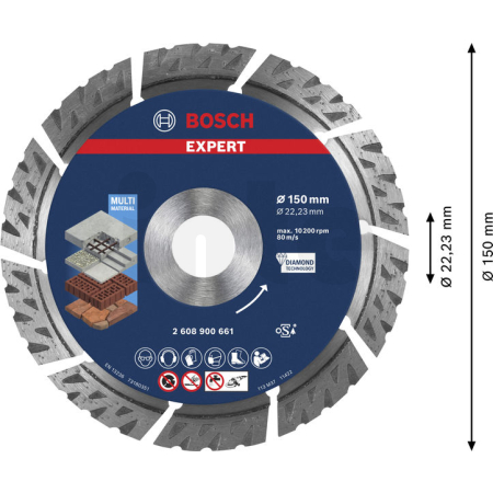 BOSCH Diamantový řezný kotouč EXPERT MultiMaterial 150 × 22,23 × 2,4 × 12 mm 2608900661