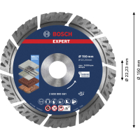 BOSCH Diamantový řezný kotouč EXPERT MultiMaterial 150 × 22,23 × 2,4 × 12 mm 2608900661