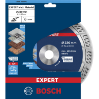BOSCH Diamantový dělicí kotouč EXPERT MultiMaterial 230 × 22,23 × 2,4 × 15 mm 2608900663