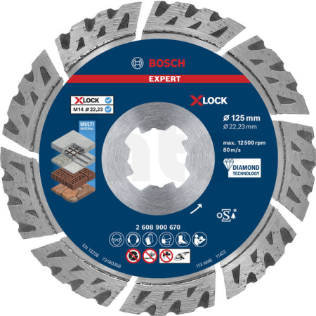 BOSCH Diamantový dělicí kotouč EXPERT MultiMaterial X-LOCK 125 × 22,23 × 2,4 × 12 mm 2608900670