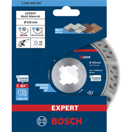 BOSCH Diamantový dělicí kotouč EXPERT MultiMaterial X-LOCK 125 × 22,23 × 2,4 × 12 mm 2608900670