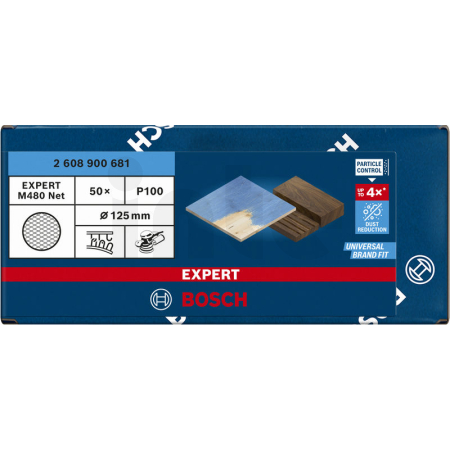 BOSCH Brusné mřížky EXPERT M480 pro excentrické brusky 125 mm, P100 50 ks 2608900681