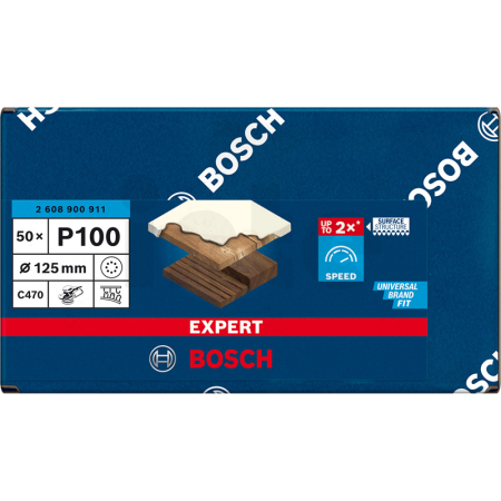BOSCH Brusný papír EXPERT C470 s 8 otvory pro vibrační brusky 125 mm, G 100, 50 ks 2608900911