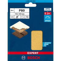BOSCH Brusný papír EXPERT C470 se 6 otvory pro vibrační brusky 115 × 107 mm, G 80, 10 ks 2608900892