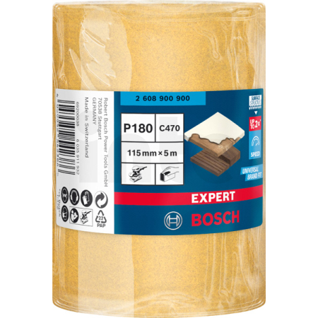 BOSCH Role brusného papíru EXPERT C470 pro ruční broušení 115 mm, 5 m, P180 2608900900