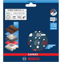 BOSCH 9dílná sada brusných kotoučů EXPERT O780 s fólií, 150 mm, G80 (3×); G120 (3×); G180 (3×) 2608902448