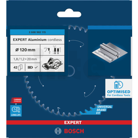 BOSCH Pilový kotouč EXPERT Aluminium cordless pro okružní pilu, 120 × 1,8/1,2 × 20 mm, T42 2608902115