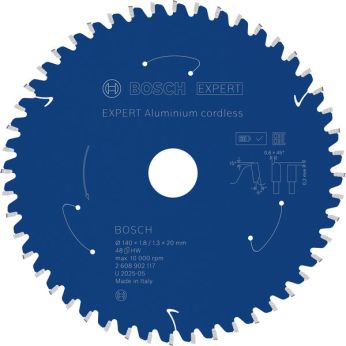 BOSCH Pilový kotouč EXPERT Aluminium cordless pro okružní pilu, 140 × 1,8/1,3 × 20 mm, T48 2608902117