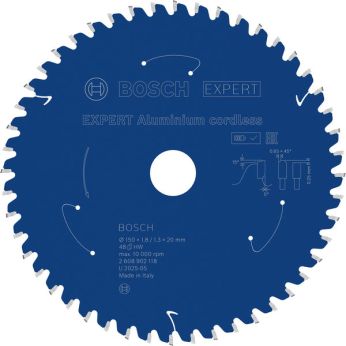BOSCH Pilový kotouč EXPERT Aluminium cordless pro okružní pilu, 150 × 1,8/1,3 × 20 mm, T48 2608902118