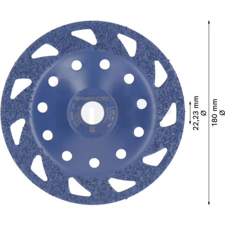 BOSCH Karbidový hrncový kotouč EXPERT Multi Material, středně hrubý, plochý, 180 mm, 22,23 mm 2608901748