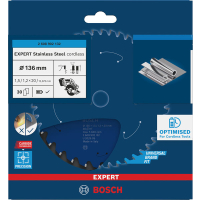 BOSCH Pilový kotouč EXPERT Stainless Steel cordless, 136 × 1,5/1,2 × 20 mm, T30 2608902132