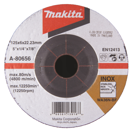 Makita - kotouč brusný nerez 125x6x22.23mm A-80656