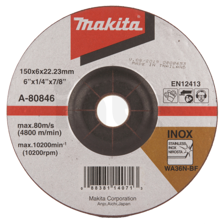 Makita - kotouč brusný nerez 150x6x22.23mm A-80846