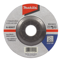 Makita - kotouč brusný ocel 115x6x22.23mm A-80927