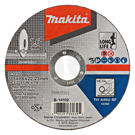 Makita - řezný kotouč 115x1,6x22 ocel B-14102