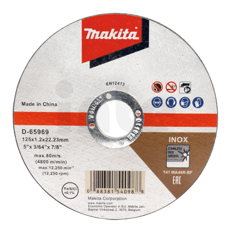 Makita - kotouč řezný nerez 125x1.0x22.23mm, 12ks D-65969-12