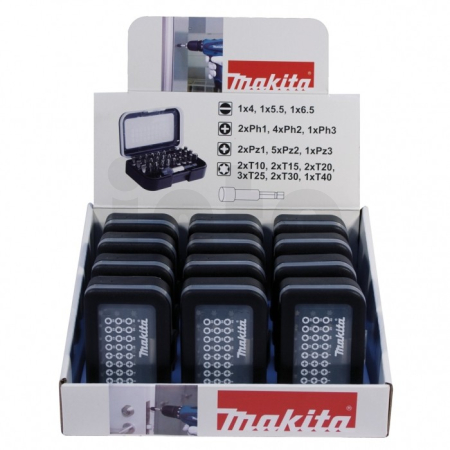 Makita - sada bitů 1/4" 31ks v plastové krabičce, 12 bal D-30667-12