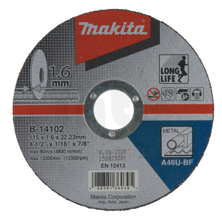 Makita - kotouč řezný ocel 115x1.6x22.23mm B-14102