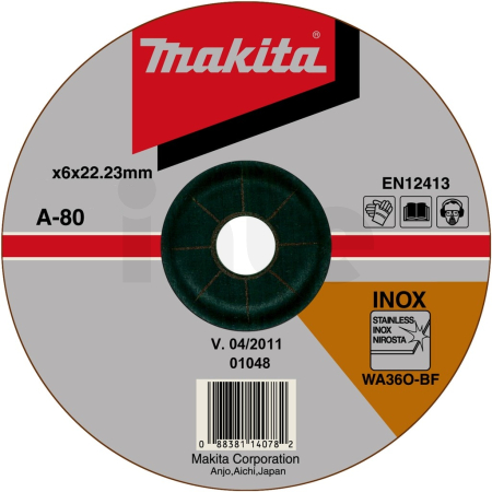 Makita - kotouč brusný nerez 125x6x22.23mm A-80656