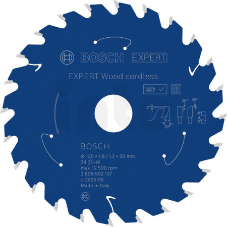 BOSCH Pilový kotouč EXPERT Wood cordless, 120 × 1,8/1,2 × 20 mm, T24 2608902137
