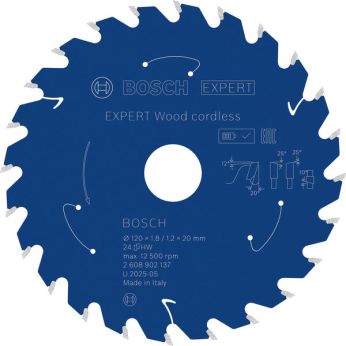 BOSCH Pilový kotouč EXPERT Wood cordless, 120 × 1,8/1,2 × 20 mm, T24 2608902137
