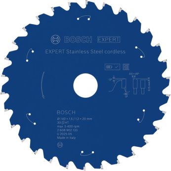 BOSCH Pilový kotouč EXPERT Stainless Steel cordless, 140 × 1,5/1,2 × 20 mm, T30 2608902133