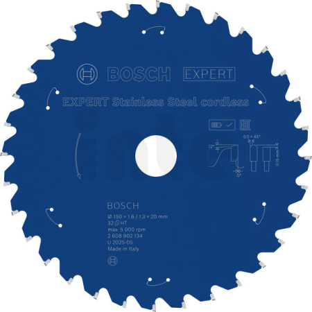 BOSCH Pilový kotouč EXPERT Stainless Steel cordless, 150 × 1,6/1,3 × 20 mm, T32 2608902134