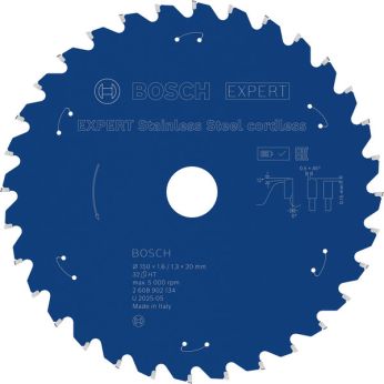 BOSCH Pilový kotouč EXPERT Stainless Steel cordless, 150 × 1,6/1,3 × 20 mm, T32 2608902134