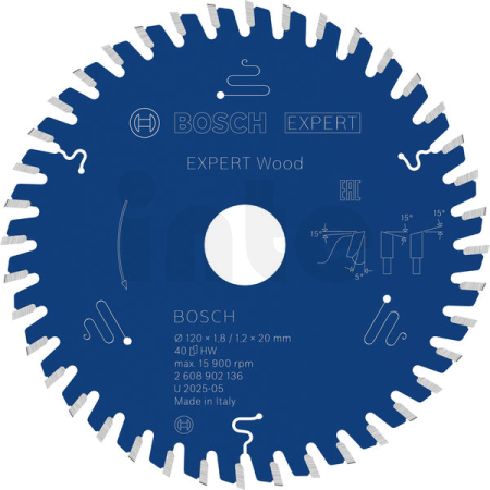 BOSCH Pilový kotouč EXPERT Wood, 120 × 1,8/1,2 × 20 mm, T40 2608902136