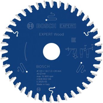 BOSCH Pilový kotouč EXPERT Wood, 120 × 1,8/1,2 × 20 mm, T40 2608902136
