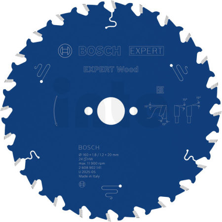 BOSCH Pilový kotouč EXPERT Wood, 160 × 1,8/1,2 × 20 mm, T24 2608902141