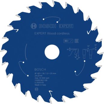 BOSCH Pilový kotouč EXPERT Wood cordless, 140 × 1,8/1,3 × 20 mm, T24 2608902139