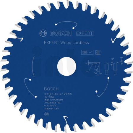 BOSCH Pilový kotouč EXPERT Wood cordless, 140 × 1,8/1,3 × 20 mm, T42 2608902140