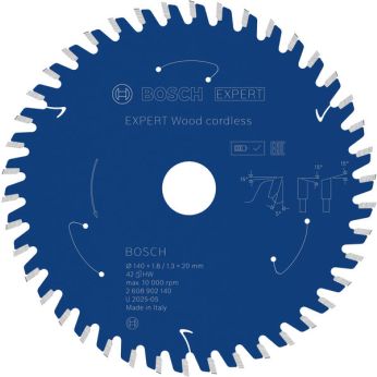 BOSCH Pilový kotouč EXPERT Wood cordless, 140 × 1,8/1,3 × 20 mm, T42 2608902140