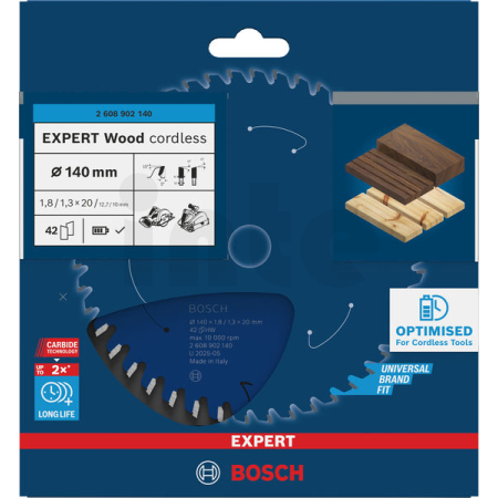 BOSCH Pilový kotouč EXPERT Wood cordless, 140 × 1,8/1,3 × 20 mm, T42 2608902140