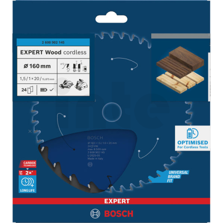 BOSCH Pilový kotouč EXPERT Wood cordless, 160 × 1,5/1 × 20 mm, T24 2608902145