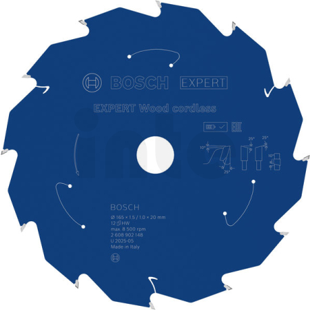 BOSCH Pilový kotouč EXPERT Wood cordless, 165 × 1,5/1 × 20 mm, T12 2608902148