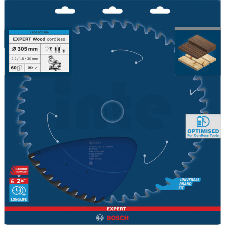 BOSCH Pilový kotouč EXPERT Wood cordless, 305 × 2,2/1,6 × 30 mm, T60 2608902186