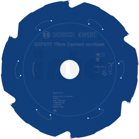 BOSCH Pilový kotouč EXPERT Fibre Cement cordless, 216 × 2/1,4 × 30 mm, T6 2608902202
