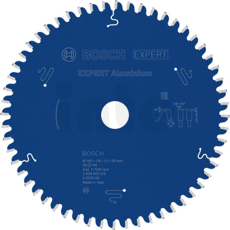BOSCH Pilový kotouč EXPERT Aluminium pro okružní pilu, 165 × 1,8/1,3 × 20 mm, T56 2608902215