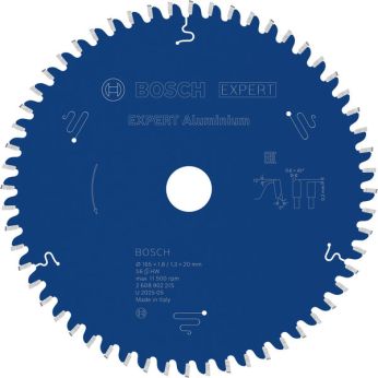 BOSCH Pilový kotouč EXPERT Aluminium pro okružní pilu, 165 × 1,8/1,3 × 20 mm, T56 2608902215