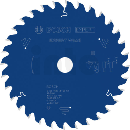 BOSCH Pilový kotouč EXPERT Wood, 165 × 1,8/1,3 × 20 mm, T32 2608902217