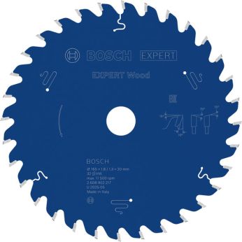 BOSCH Pilový kotouč EXPERT Wood, 165 × 1,8/1,3 × 20 mm, T32 2608902217