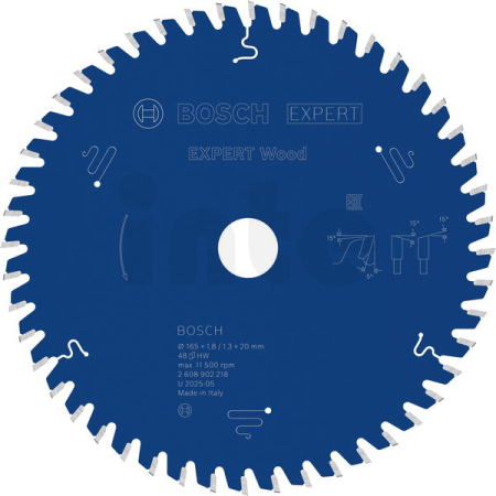 BOSCH Pilový kotouč EXPERT Wood, 165 × 1,8/1,3 × 20 mm, T48 2608902218