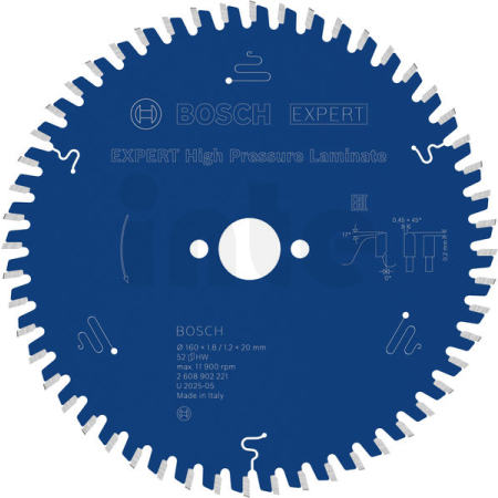 BOSCH Pilový kotouč EXPERT High Pressure Laminate, 160 × 1,8/1,2 × 20 mm, T52 2608902221