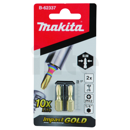 Makita - Impact GOLD super slim torsní bit PH2-25mm 2pcs B-62337