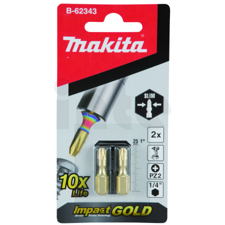 Makita - Impact GOLD super slim  torsní bit PZ2-25mm 2pcs STOP=newE-03171 B-62343