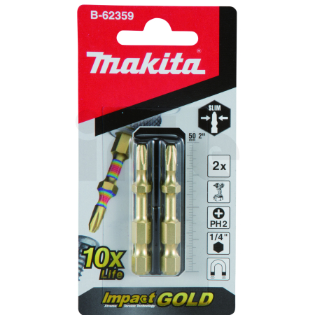 Makita - Impact GOLD super slim  torsní bit PH2-50mm 2pcs B-62359