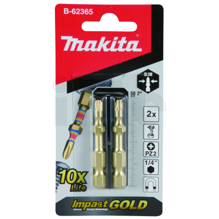 Makita - Impact GOLD super slim  torsní bit PZ2-50mm 2pcs B-62365